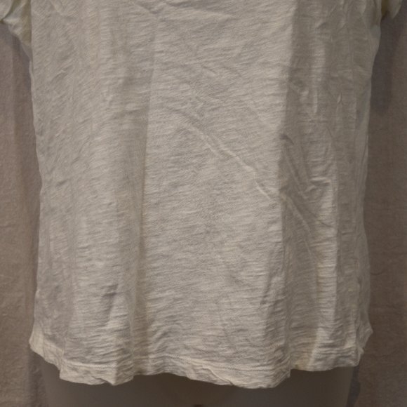 Talbots White Beaded Collar V Neck Cotton Embroidered TShirt Top L - Picture 4 of 12